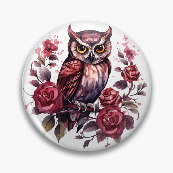 Item preview, Watercolor OxBlood Witch's Owl designed and sold by Mandayartstudio.