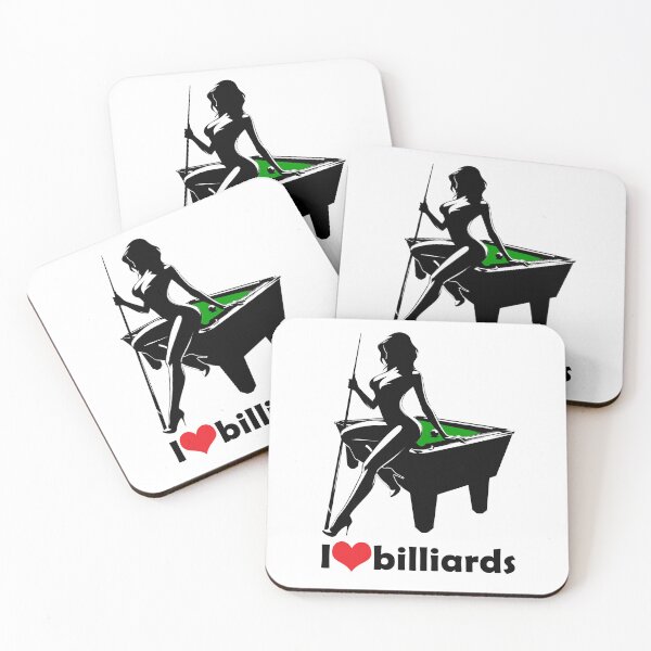 Aperçu de l'œuvre J'adore le billard - Joueur de billard avec queue et balle assis sur la table de billard. Cadeau parfait pour tous les joueurs de billard. créée et vendue par posterflunz.
