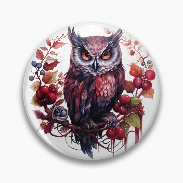 Item preview, Watercolor OxBlood Witch's Owl designed and sold by Mandayartstudio.