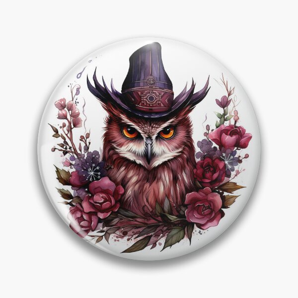 Item preview, Watercolor OxBlood Witch's Owl designed and sold by Mandayartstudio.