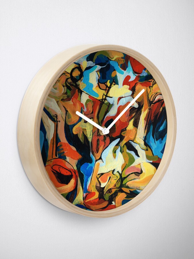 Alternate view of Abstract Musicians Painting Clock