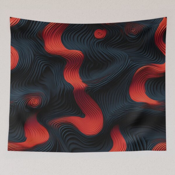 Item preview, Crimson Waves: Abstract Art in Red and Black designed and sold by VectorPlace.