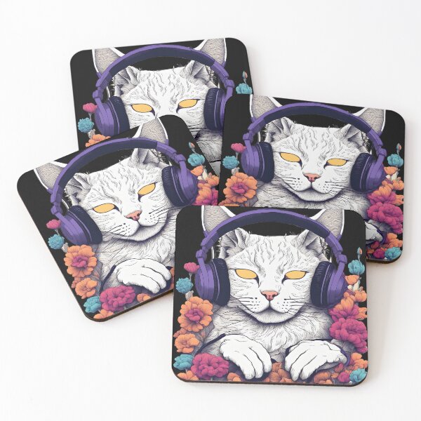 Item preview, Witchy cat headphones floral cat lover designed and sold by Catophile.