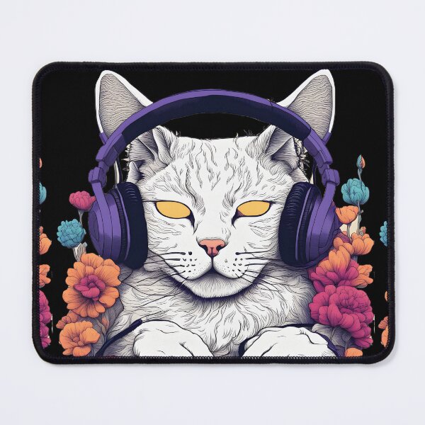 Item preview, Witchy cat headphones floral cat lover designed and sold by Catophile.