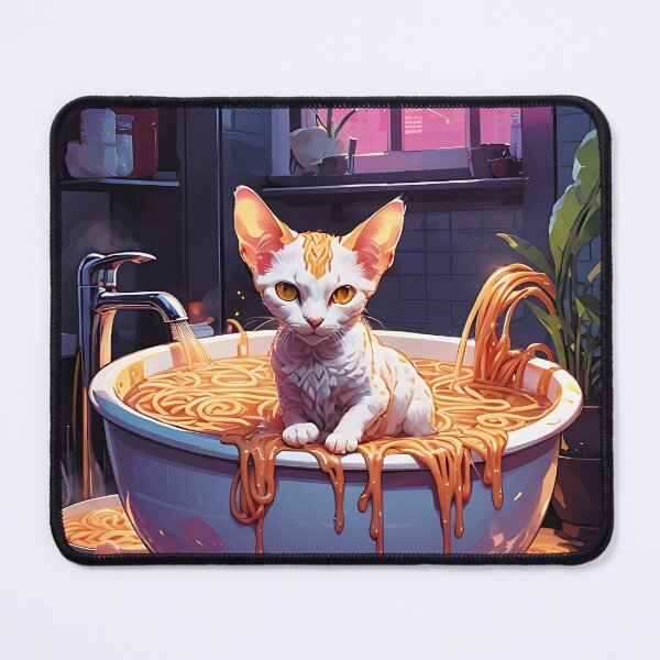 Item preview, Ramen Bath Cat designed and sold by KimchiFriedArt.