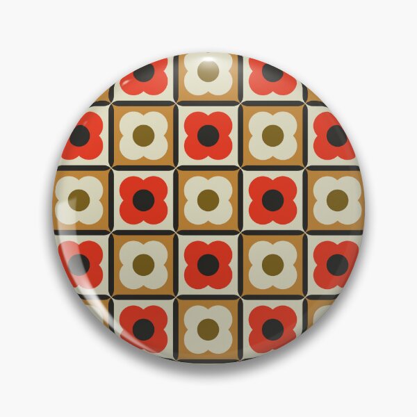 Item preview, Retro Floral Checker Pattern Red, Burnt Orange, Cream designed and sold by trdstudio.