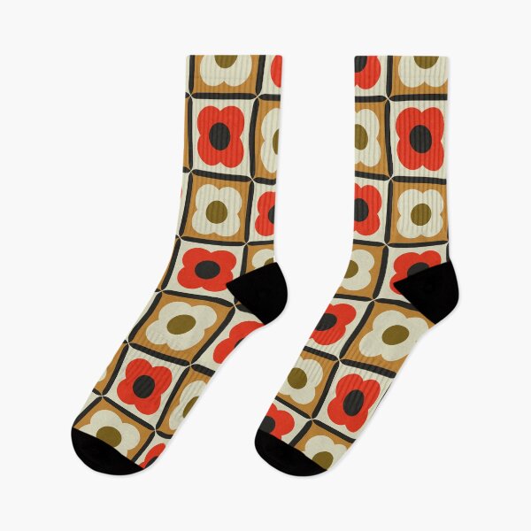 Item preview, Retro Floral Checker Pattern Red, Burnt Orange, Cream designed and sold by trdstudio.