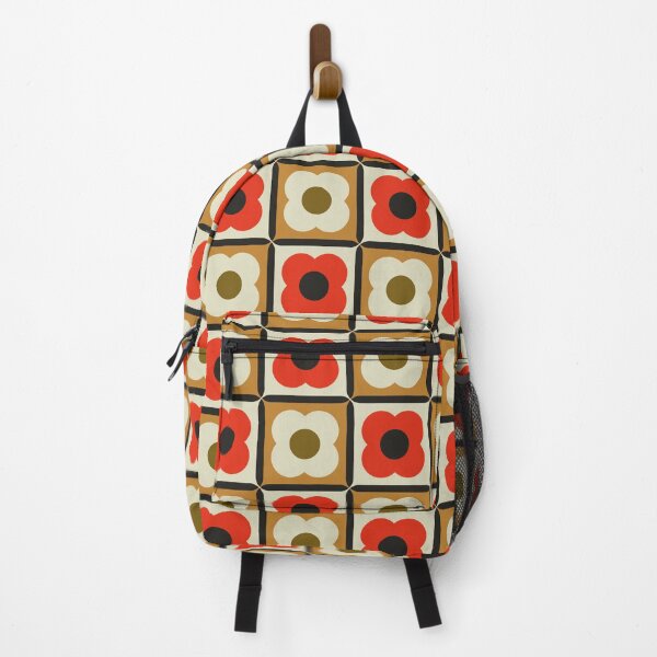 Item preview, Retro Floral Checker Pattern Red, Burnt Orange, Cream designed and sold by trdstudio.