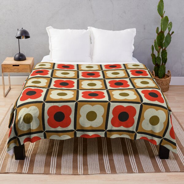 Item preview, Retro Floral Checker Pattern Red, Burnt Orange, Cream designed and sold by trdstudio.