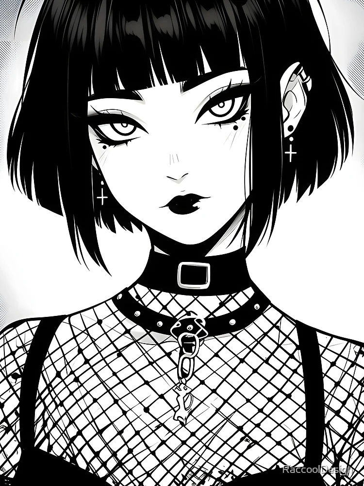 Thumbnail 3 of 3, Scarf, Goth Alt Girl designed and sold by RaccoolDesign.