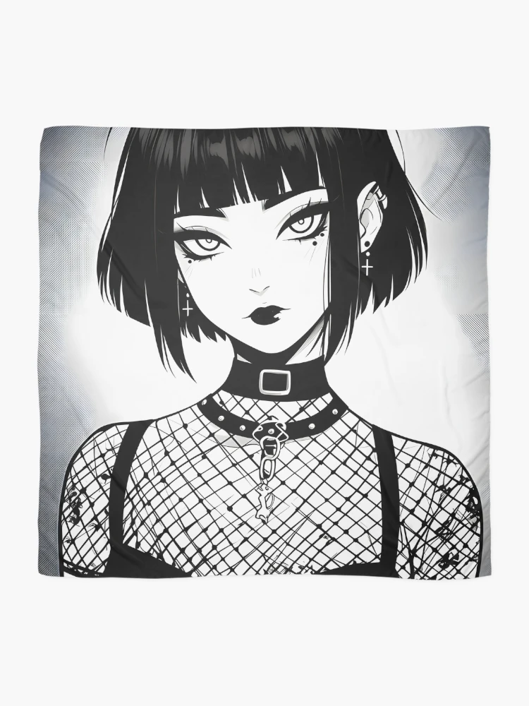 Thumbnail 2 of 3, Scarf, Goth Alt Girl designed and sold by RaccoolDesign.