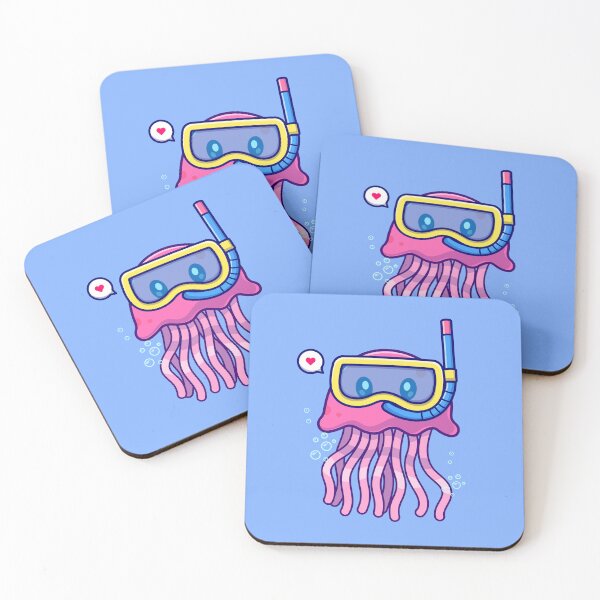Item preview, Cute Jellyfish Snorkeling Cartoon Vector Icon Illustration designed and sold by hjian8219.