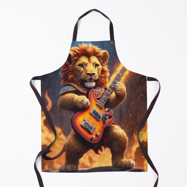 Item preview, Lion jamming on his firey guitar designed and sold by Geek-Girl-Art.