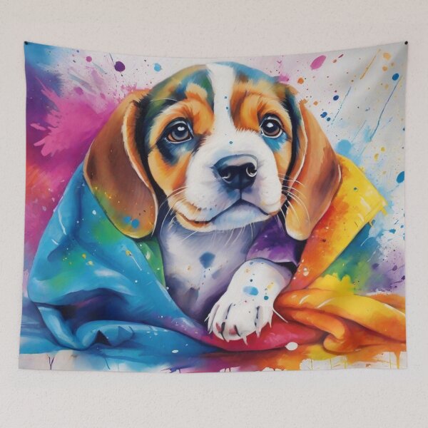 Item preview, Beagle Puppy Wrapped in a Coloured Blanket designed and sold by Wolfheartart.