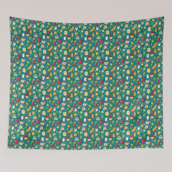Item preview, Cute food fiesta ANIME style seamless designed and sold by lamamamamamiar.