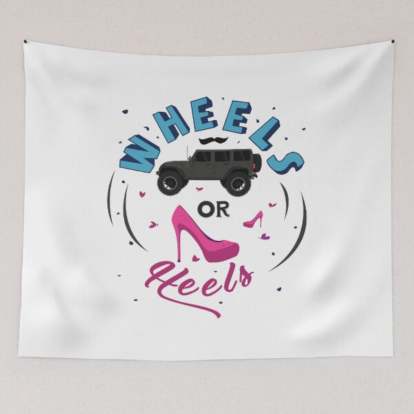 Artikelvorschau, Räder oder Fersen - Gender Reveal Baby Shower T-Shirt entworfen und verkauft von Urbane Designs.
