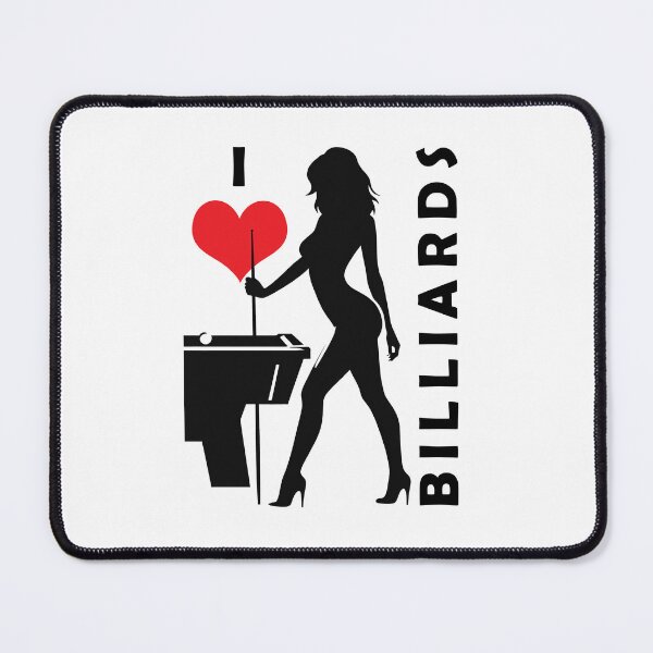 Item preview, I love billiards - Female pool player with cue standing beneath the billiard table. Perfect gift for all billiards players. designed and sold by posterflunz.