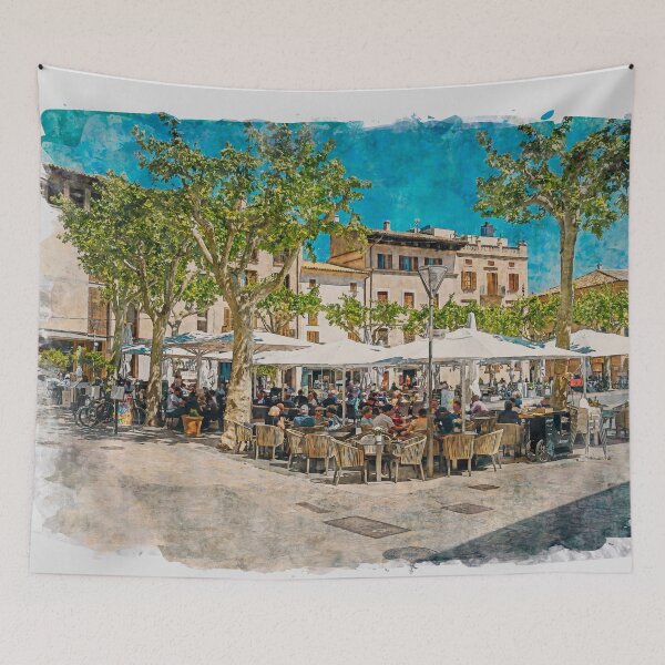 Item preview, Pollensa Town Square Mallorca designed and sold by GG WALL ART.