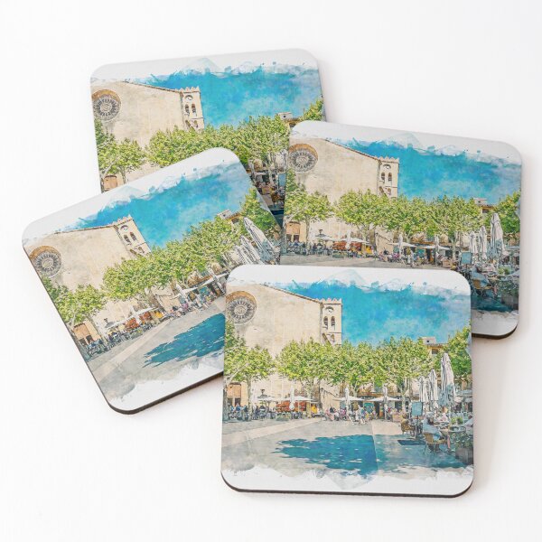 Item preview, Pollensa Town Square Mallorca designed and sold by GG WALL ART.