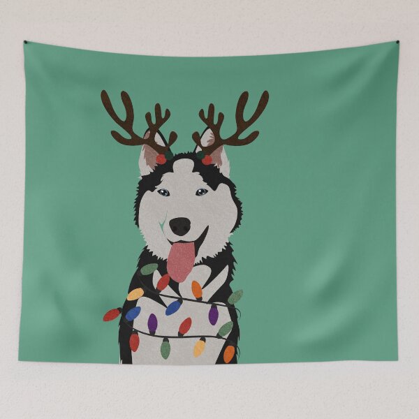 Item preview, Christmas Husky with Reindeer Antlers  designed and sold by reddogbuckeye.