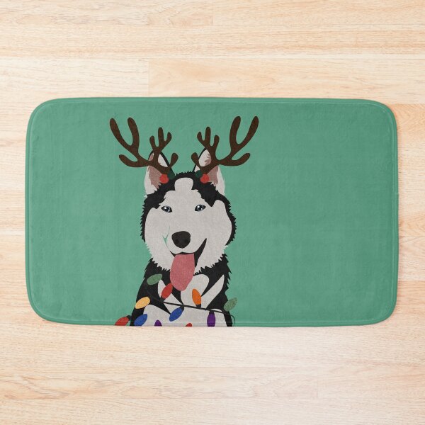 Item preview, Christmas Husky with Reindeer Antlers designed and sold by reddogbuckeye.