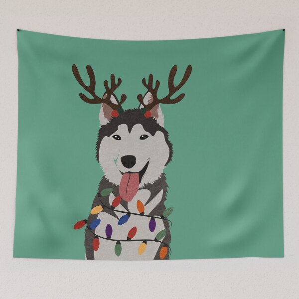 Item preview, Christmas Husky with Reindeer Antlers: I designed and sold by reddogbuckeye.
