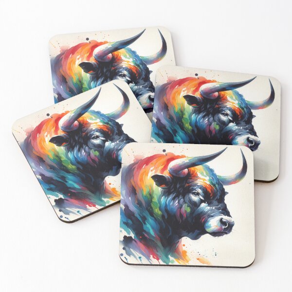 Item preview, Bull | Colourful Watercolour designed and sold by irishprinted.