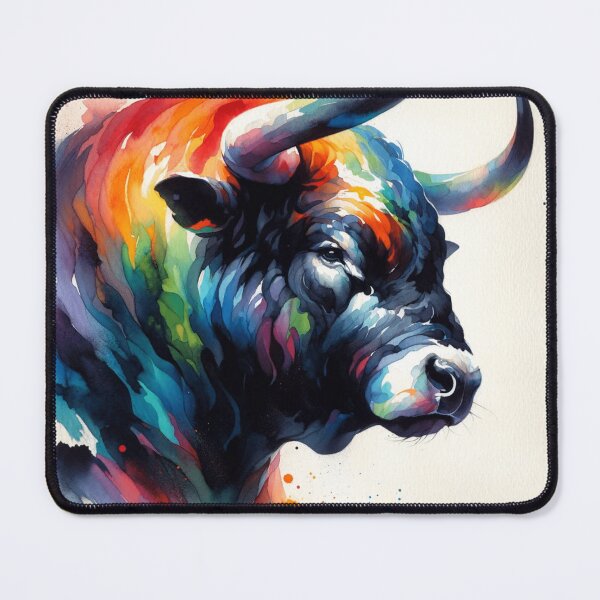 Item preview, Bull | Colourful Watercolour designed and sold by irishprinted.