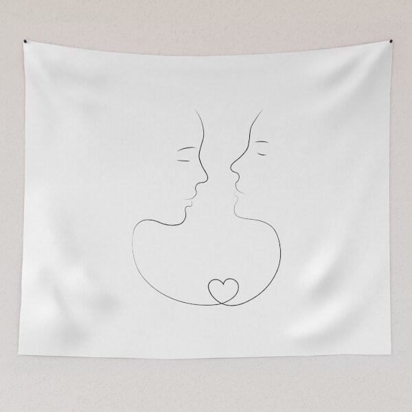 Item preview, Together Couple Kiss Love Heart Valentine Line Art designed and sold by dk-design85.