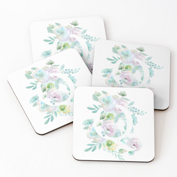 Artikelvorschau, Botanisches Alphabet Q, grüne und lila Blumen, handbemalt entworfen und verkauft von ColorandColor.