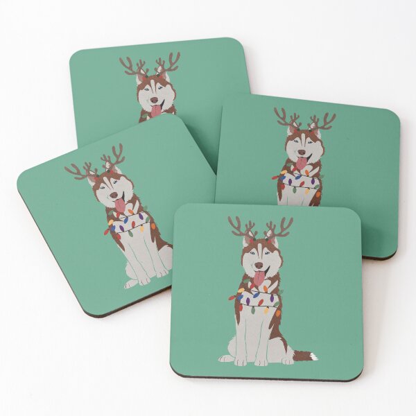 Item preview, Christmas Red Husky with Reindeer Antlers  designed and sold by reddogbuckeye.
