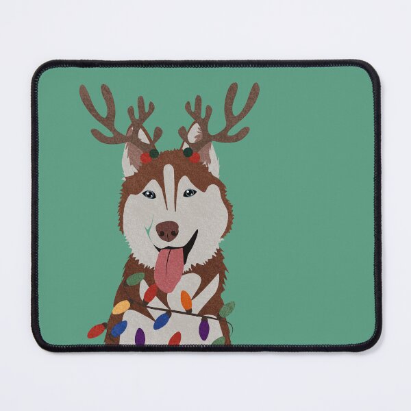 Item preview, Christmas Red Husky with Reindeer Antlers designed and sold by reddogbuckeye.