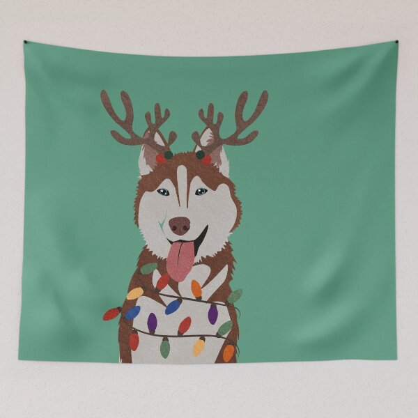 Item preview, Christmas Red Husky with Reindeer Antlers  designed and sold by reddogbuckeye.