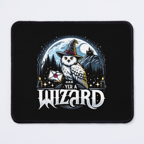 Item preview, Yer a Wizard - Owl with a Sorcerer Hat in a Magical Night - Fantasy designed and sold by Fenay Designs.