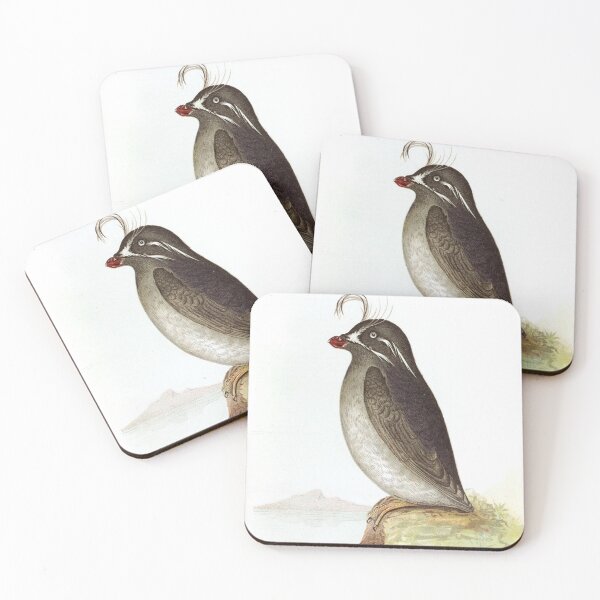 Item preview, Whiskered Auklet Birds of Alaska Vintage Watercolor Sweet Cute Realistic Birdwatching Gift designed and sold by ElegantTeaTime.