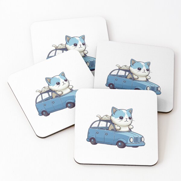 Item preview, Little cutie Cat drive a blue car  designed and sold by omerfdln34.