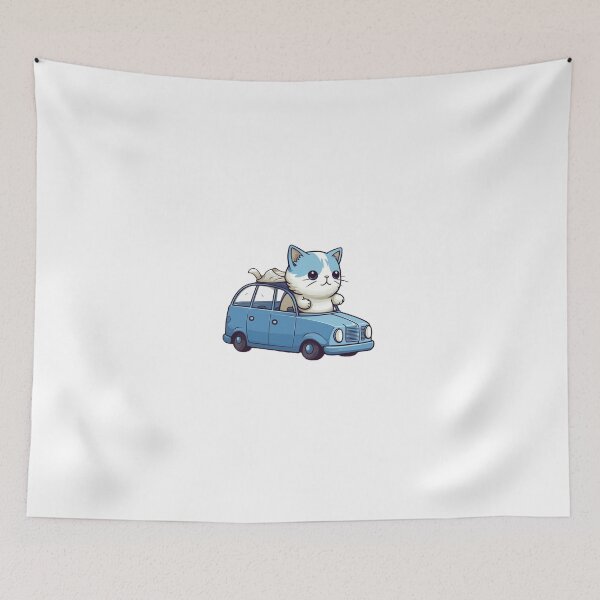 Item preview, Little cutie Cat drive a blue car  designed and sold by omerfdln34.