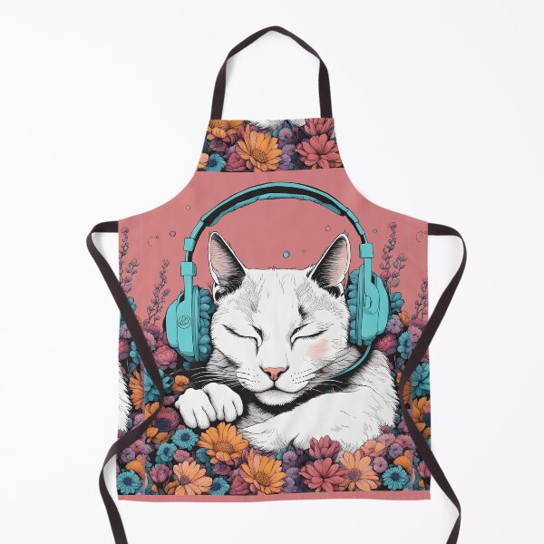 Item preview, Peaceful cat headphones floral cat lover designed and sold by Catophile.
