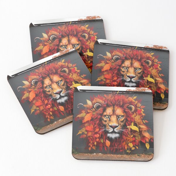 Item preview, Grafitti art Fall leaves lion print designed and sold by dcrc.