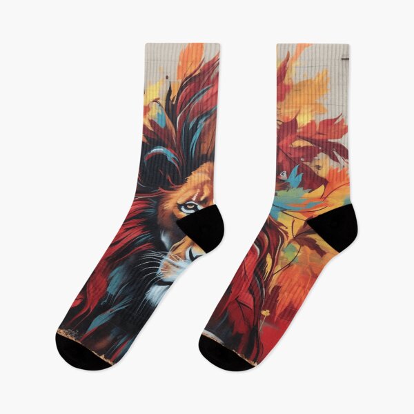 Item preview, grafitti art fall leaves lion print designed and sold by dcrc.