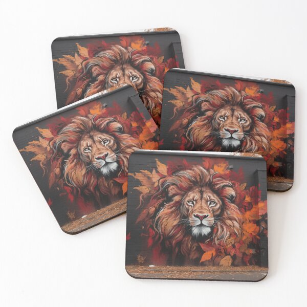 Item preview, grafitti art fall leaves lion print designed and sold by dcrc.