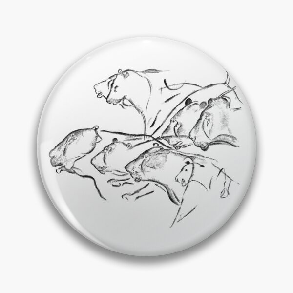 Item preview, Stone Age cave painting of a pride of lions from the Chauvet Cave Lines designed and sold by archbestos.