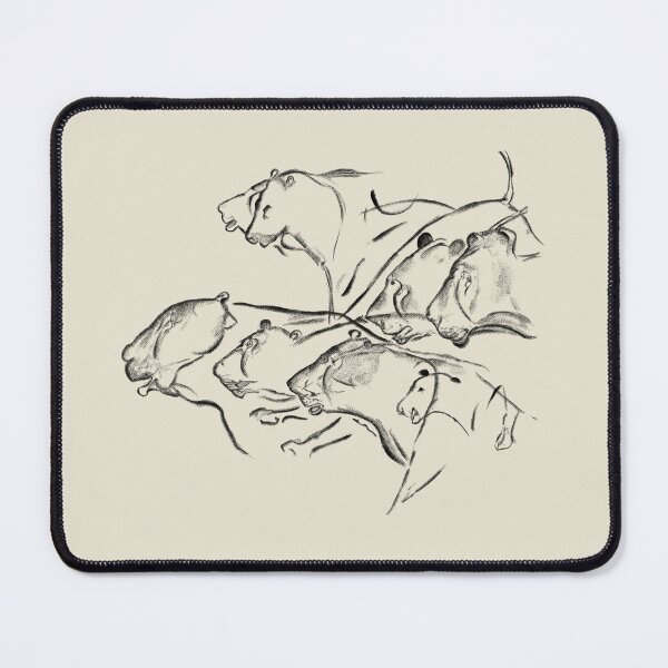 Item preview, Stone Age cave painting of a pride of lions from the Chauvet Cave Lines designed and sold by archbestos.