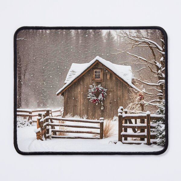 Item preview, Rustic log cabin in the snow designed and sold by Earth Nature Creations.