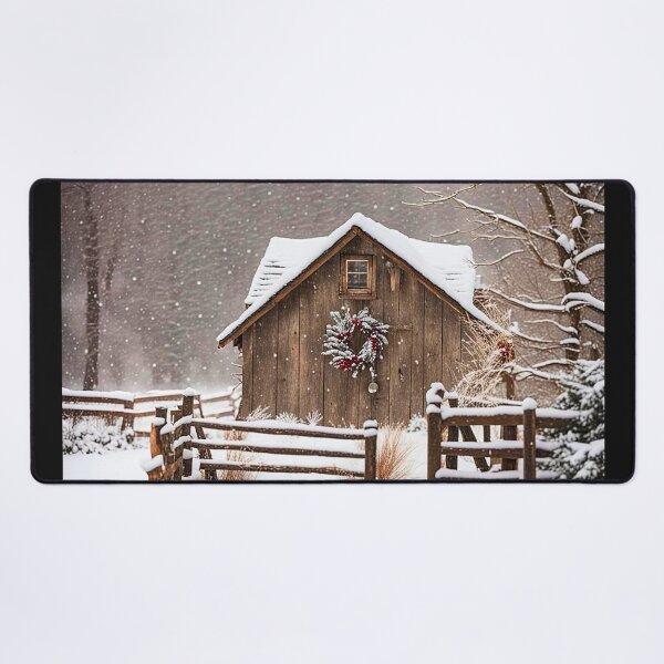 Item preview, Rustic log cabin in the snow designed and sold by Earth Nature Creations.