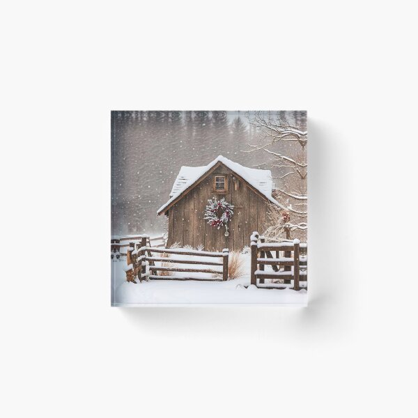 Item preview, Rustic log cabin in the snow designed and sold by Earth Nature Creations.