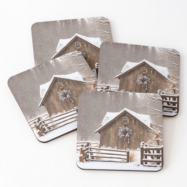 Item preview, Rustic log cabin in the snow designed and sold by Earth Nature Creations.