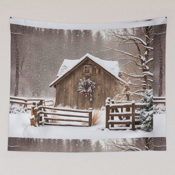 Item preview, Rustic log cabin in the snow designed and sold by Earth Nature Creations.