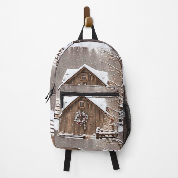 Item preview, Rustic log cabin in the snow designed and sold by Earth Nature Creations.