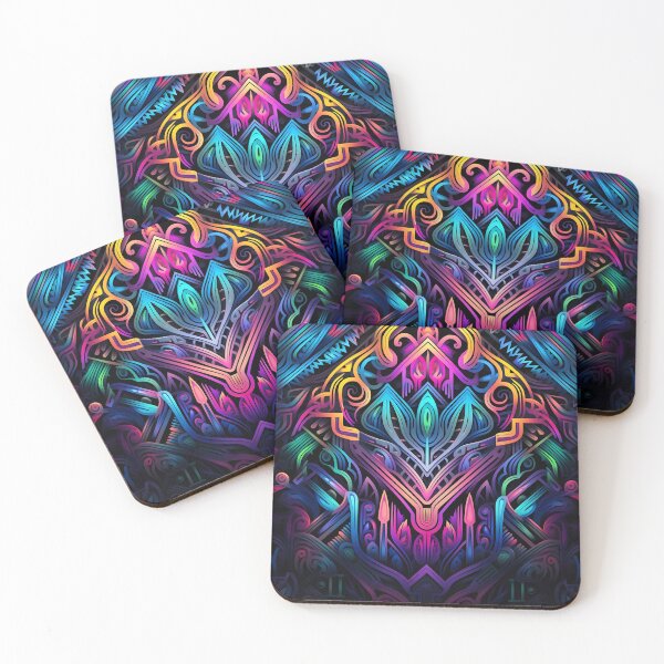 Item preview, Fluorescent multicolor tribal network print designed and sold by dcrc.